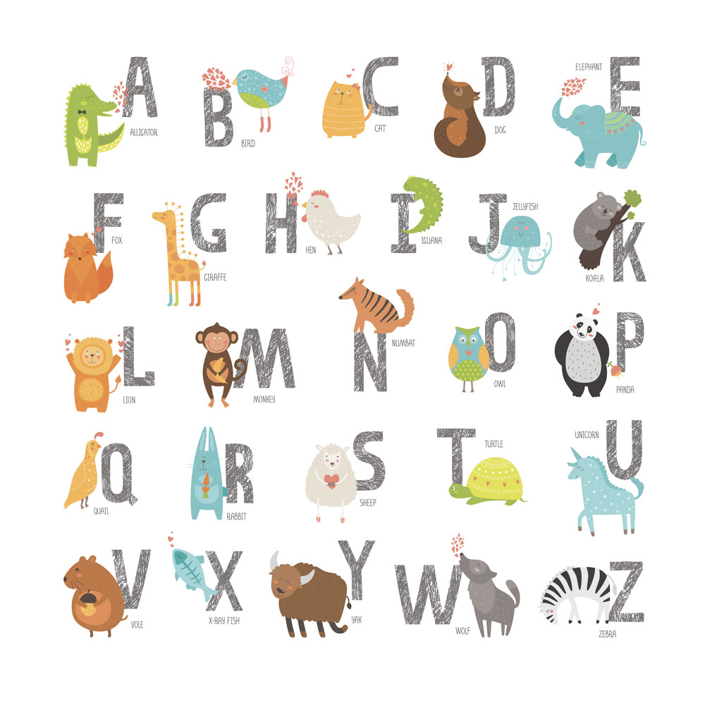английский алфавит для детей с животными